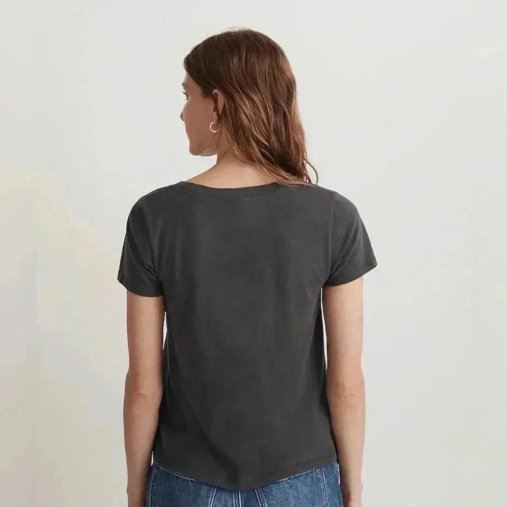 Madewell Softfaded Cotton Blue Crop Tee NWT Medium - Picture 3 of 6